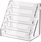 5-Tier Clear Acrylic Display Stand | No-Tool Snap-On Assembly | Portable Holder for Graded Sports Cards (PSA/BGS/SGC Slabs), Stickers, Stamps | Tabletop Organizer for Vendor Events, Retail Stores