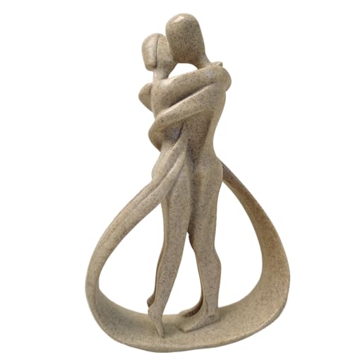 Couple Sculptures for Home Decor, Anniversary Statue Gifts, Hugging Couple Figurines, Modern Romantic Sculptures for Living Room, Bedroom, Office Decor (Sandstone) - color: 1-sandstone