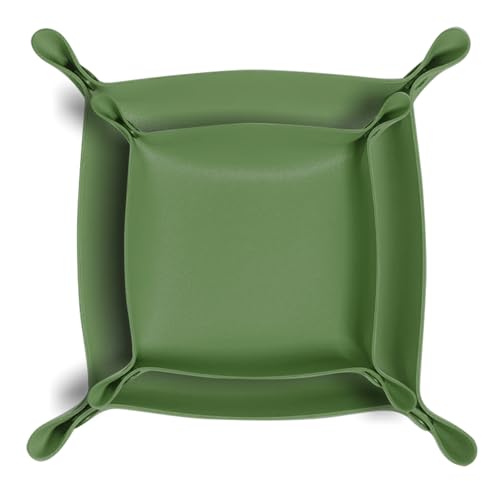 2 Pack (Size:9.84"&7.87") PU Leather Jewelry Valet Tray,Portable Entryway Table Nightstand Desk Tray Catchall Travel Plate Organizer for Phone, Keys, Wallet, Watch,Coin (Avocado Green) - color: Avocado Green