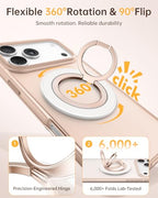 SYNCWIRE Magnetic Phone Ring Holder for MagSafe, 360° Rotation Cell Phone Grip Stand Finger Ring Kickstand Two-Sided Magnet Compatible with iPhone 17 Pro Max 16 15 14 13 12 MagSafe Accessories - color: Single Ring-1PCS-Pearl Gold