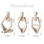 IcosaMro Thinker Statues Bookshelf Decor Abstract Sculpture Mid-Century Art Collection Figurines Modern Boho Home Decor Aesthetic Accents for Entryway Office Coffee Table Dresser TV Stand (Sandstone)