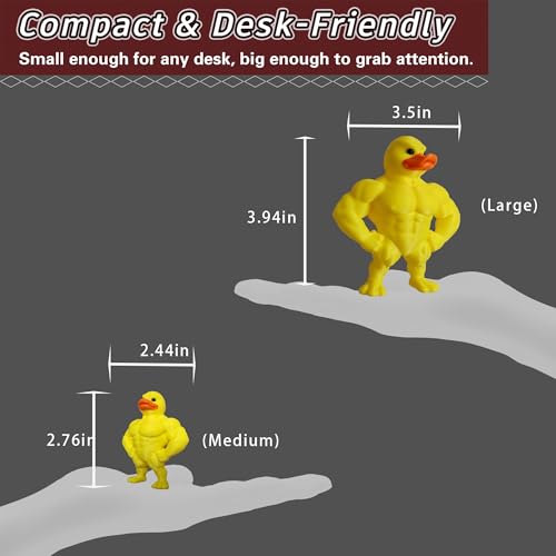 3D Printed Muscle Duck Figurine, Funny Desk Decor Collectible Statue, Muscular Duck Desktop Figurine, Gifts for Gym People, Gym Decor for Men, Bodybuilder Duck Collectible Desktop Sculpture (Medium) - size: Medium