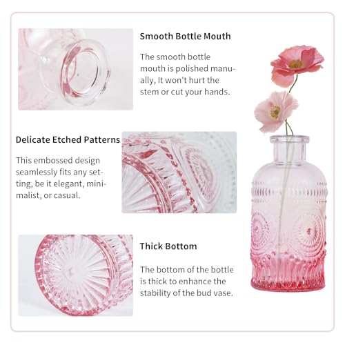 Pink Glass Bud Vases Set of 20, Small Flower Vases for Wedding Centerpieces,Pink Bud Vases in Bulk Glass Vase for Table Decoration,Home Decor (Pink-20pcs) - color: Pink-20pcs