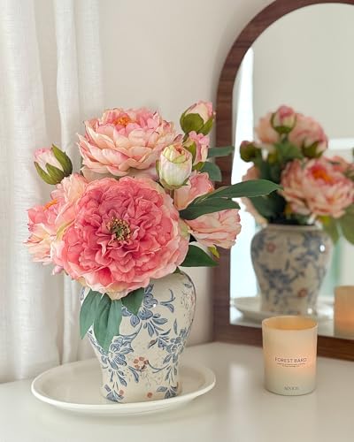Vintage Blue and White Ceramic Vase, Porcelain Decorative Ginger Jar Flower Vase for Centerpiece Living Room Table Shelf, Chinoiserie Country Decor - color: Multicolor, size: Small