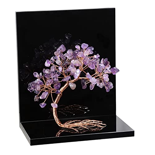 rockcloud Set of 2 Amethyst Crystal Tree Acrylic Decorative Bookends, L-Shaped Heavy Duty Book Ends to Hold Books for Home Office Shelves, Purple - color: Purple