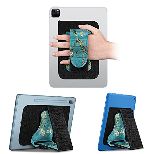 Fintie Universal Tablet Hand Strap Holder - [Dual Stand Supports] Detachable Padded Hook & Loop Fastening Handle Grip with Adhesive Patch for iPad/Galaxy Tab and All 7-11" Tablets, Blossom - color: Blossom