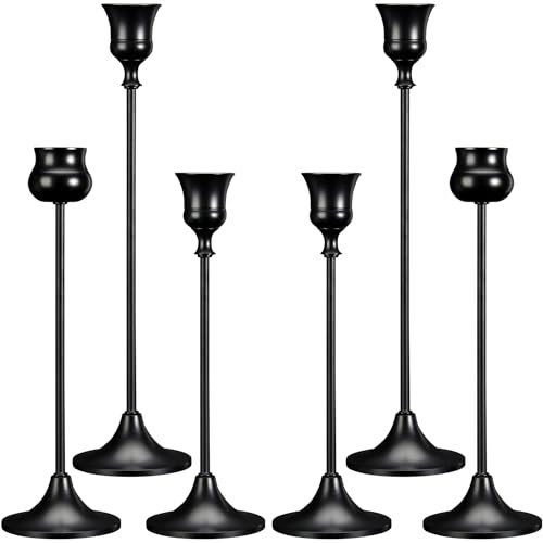 Candlestick Holders Taper Candle Holders, Set of 6 Metal Candle Holder for Candlesticks Black Candelabra Easter Vintage Candle Stick Candle Holder for Fireplace Party Dining Home - color: 6 Pack Black