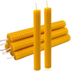 DEYBBY Handmade Beeswax Taper Candles, Dripless Wax Candles, Hand-Rolled Honeycomb Candles for Dinner Party, Set of 6 Flat Top（Brown Raw） - color: Brown Raw, size: 6 Pack