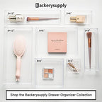 Backerysupply Clear Plastic Drawer Organizer Tray for Vanity Cabinet (6"×6"×2"，Set of 8),Storage Tray for Makeup, Kitchen Utensils, Jewelries, and Gadgets… - size: 6 in x 6 in x 2 in
