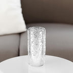 WGVI Hurricane Candle Holder Sleeve, W: 4", Ht: 8", Silver Speckled Glass Cylinder Open Both Ends, Chimney Tube Shade, 1 Piece - size: 4x8"H