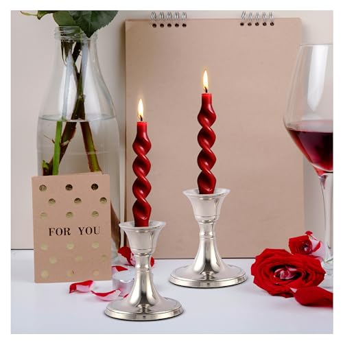 Rely+ Silver Candle Holder Set of 2 - Decorative Taper Candle Stick Candle Holder Candlestick Holders for Taper Candles Home Decor Modern Easter Candle Holders for Dinner, Party - color: Silver