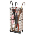 AWTATOS Umbrella Holder Entryway, Umbrella Stand Freestanding, Metal Square Umbrella Rack Organizer with a Removable Drip Tray, Hooks, Brown - color: Brown