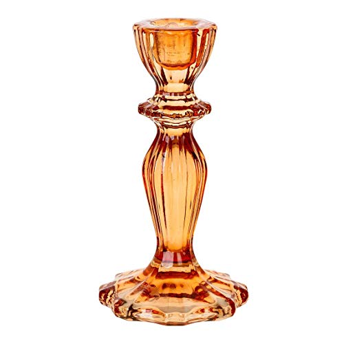 Talking Tables Boho Orange Glass Candlestick Holder, One Size,Glass Candle Holder Large - color: Orange, size: Large