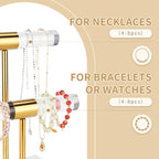 Necklace Holder Bracelet Holder, 2-Tier Acrylic Jewelry Display Stand Gold Jewelry Tower Stand Crystal T Bar Jewelry Organizer Gift for Women(2-Tier 1pc) - style: 2-Tier 1pc