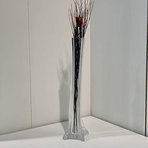 WGV Eiffel Tower Vase Bulk, Open 0.75", Height 12", (Multiple Sizes Choices) Clear Glass Floral Container with Sturdy Base, Flower Centerpiece for Wedding Event Home Decor, Arts Crafts, 24 Pieces - color: Clear (1 Case), size: 12"H
