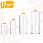 12 Pack Glass Cylinder Vases 4,6,8,10 Inch Tall Clear Flower Vase Hurricane Floating Candle Holder for Table Centerpiece Wedding Home Decor. - size: 12 Pack (4,6,8,10 Inch )