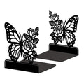 Peacoblue Metal Bookends for Shelves, Modern Decorative Heavy Duty Study Book Ends Stoppers for Office, Desk, Shelf, Room 5.3"x4.3"x5.7" Cast Iron Simple Tall Bookends 1 Pair (Butterfly with Roses) - style: Butterfly with Roses