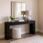 Plank+Beam Grand Console Table, 66 Inch Modern Solid Wood Sofa Table, Narrow Entryway Table for Hallway, Behind The Couch, Living Room, Foyer, Black Wirebrush - color: Black Wirebrush, size: 66 Inch