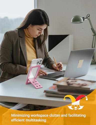 Aoviho Phone Stand for Desk, Ultra-Thin Foldable Aluminum Phone Holder, Portable Travel & Office Cell Phone Stand Compatible with iPhone 17 16 15 14 13 12 Pro Max, Fits 3.7"-7" Devices, Pink - color: Pink