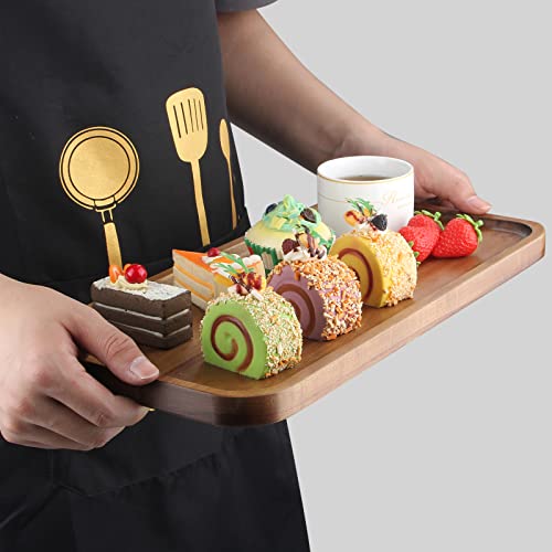 16" x 8" Large Wooden Serving Tray for Decor Party Charcuterie Boards Rectangular Acacia Wood Dessert Platters Rectangle Cake Dessert Plates Food Cheese Platter Board Snack Kitchen Dishes Tray - size: 16" x 8"