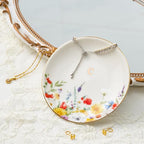 Crisky Flower Jewelry Tray Ring Dish & Gift Box, Ceramic Trinket Dish for Rings Earrings Necklaces Keys, Bridal Shower Engagement Birthday Gift for Women, Friends 4.57" (Gold Foil C - style: Initial C