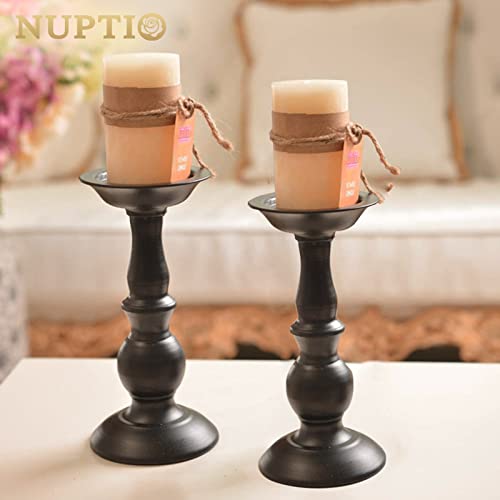 2 Pcs Black Pillar Candle Holders, Most Ideal for 3" Pillar Candles, Gifts for Wedding, Party, Home, Spa, Reiki, Votive Candle (2 x L) - color: Black, size: L + L