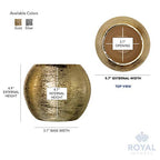 Royal Imports Flower Glass Ceramic Vase Decorative Centerpiece for Home or Wedding- Etched Bubble Ball Shape, 6"x5", Gold