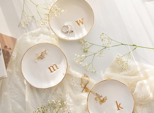 COLLECTIVE HOME - Ceramic Jewelry Tray, Decorative Trinket Dish for Rings Earrings Necklaces Bracelet Watch Keys, Birthday Mother's Day Christmas Gift for Women, 4.75", Glossy (p) - color: P