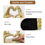 Book Ends Heart Design for Mom, Non-Skid Bookend, Gold Bookends for Shelves, Heavy Duty Resin Book Stopper for Living Room Merch Apartment Bookshelf Birthday Women, 10.22 x 3.93 x 5.11