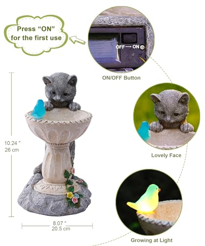 Cat Statues for Bird Bath: Outdoor Sculptures for Garden Lawn Patio Yard Balcony Porch - Unique Gifts for Mother Grandma Women - color: Cat