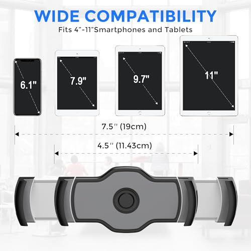 AboveTEK Tablet Stand Holder, Stylish Aluminum iPad Stands, Foldable 360° Swivel Table Stand Holder fits 4-11" Tablets/Smartphones for Kitchen Bedside Office POS Showroom Reception (Black) - color: Black, size: 4"-11"