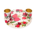 Yair Emanuel Flat Plate Candle Holders for Shabbat 4 Inch Vibrant Pattern Design Modern Judaica Gift (CSE-1 Pomegranates) - color: Cse-1 Pomegranates