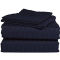 Italian 1500 Thread Count Heavy Soft Egyptian Cotton Sheet Set DEEP Pocket, Queen, Navy Blue Stripe, Premium Italian Finish (Features : Fully Elastic Fitted Sheet Fits 7-9" Pocket) - color: Navy Blue ( Stripe ), size: Queen Size (Fits 7-9 in Pockets)