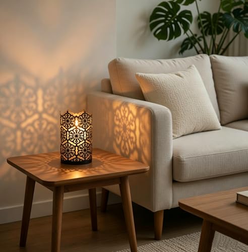 Hosley's Set of 2 Flower 7" High Cut Bronze Candle Holder & Lantern. Ideal for Use with Hosley Highly Scented Candles, Jar Candles. Can be Used as a Decorative Centerpiece in Your Living/Dining Room - color: Bronze 2 Pack, size: 7 inch High