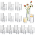 6 Pack Ribbed Glass Cylinder Vases 4,6,10 Inch Tall Clear Flower Vase Hurricane Floating Candle Holder for Table Centerpiece Wedding Home Decor - size: 6 Pack Ribbed(4,6,10 Inch)
