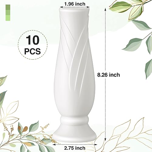 Didaey 10 Pack Composite Plastic Flower Vases Bulk White Small Boho Floral Vases for Dried Flower Bouquet Pampas Grass Centerpieces Fall Wedding Party Living Room Decor(Vintage) - style: Vintage