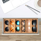 Natural bamboo Glasses Eyeglass Eyewear Sun glasses Sunglasses Box Storage Case Tray Display Showcase Organizer Box - color: Log color