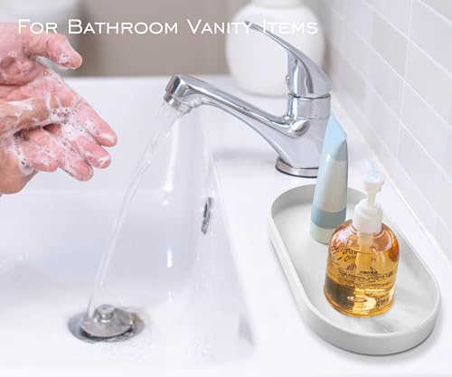 White Small Tray (10 inch), 3 Pack Oval Tray for Bathtub Bathroom Vanity Items, Countertop Organizer, Coffee Accessory, Soap, Perfume. - color: White-3 Tray, size: 10.2" x 5.5" x 1.1"