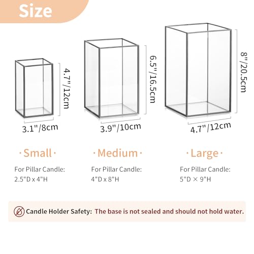 NUPTIO Hurricane Glass Candle Holders: 6 Pcs Clear Lantern Pillar Candles Holder with Black Metal Frame Modern Candle Lanterns Centerpiece for Wedding Ceremony Holiday Decoration 8.1 & 6.5 & 4.7 inch - color: Black, size: 8.1 & 6.5 & 4.7 inch H - 6 Pcs
