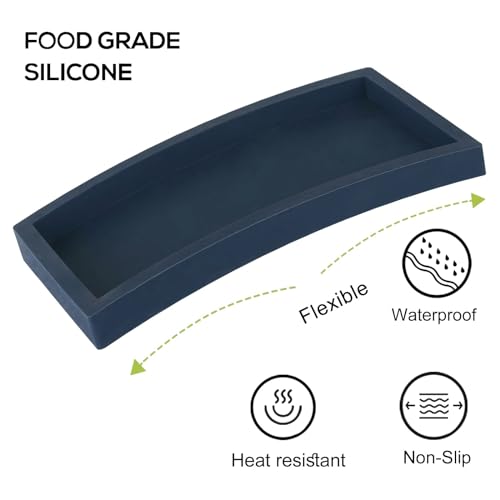Bathroom Tray, Small Vanity Tray Silicone Soap Dish Sponge Holder Kitchen Sink Organizer Bathroom Accessories for Countertop, Toilet, Shower, Large, Dark Blue - color: Navy Blue, size: 9.8" x 4.7"