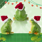 Christmas Frog Resin Statue - Christmas Frog Statue with Santa Hat for Xmas Tree Party Desk Decor Resin Figurine for Home Patio Office Decoration Cute Plant Statues for Tabletop Garden Decor - style: Christmas Frog