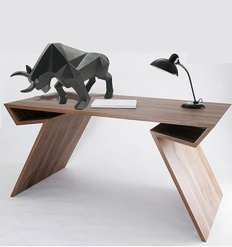 SMRTHMRT Abstract Geometric Sculptures Animals Statues,Collectible Figurines Home Office Tabletop Ornaments (Black Bull) - color: Black Bull