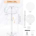 Adjustable Acrylic Hat Display Stand, 8"-16" Clear Domed Baseball Cap Rack, Height Adjustable Cowboy Hats Display, Durable Tabletop Hat Holder and Wig Stand for Closet, Vendors, Counter, Salons - size: Adjustable 8"-16" - 1 Pack