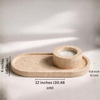 Natural Travertine Oval Bathroom Vanity Tray – 12”x6” Stone Tray for Countertop, Perfume & Jewelry Display | Solid 2cm Thick, Authentic Turkish Travertine - color: Travertine