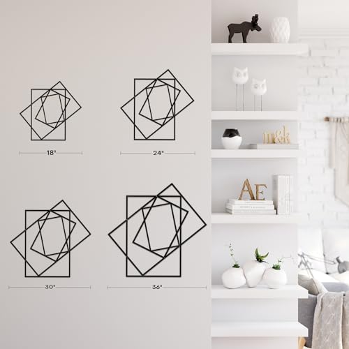 SIGNLEADER Metal Wall Decor Rectangles Composition Rectangles composition Minimalist Modern Luxury Wall Sculpture Hangings 3D Statue Home Decoration for Living Room, Bedroom, Bathroom, Kitchen, Fireplace, Office - 18" Black - color: Gry02-2405-m02, size:
