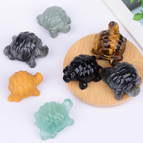 1.8 Inch Black Obsidian Turtle Crystal Figurines,Hand-Carved Healing Crystals lucky Turtle divination Decor,stone turtle Statues Energy Gemstones sculptures,Tortoise Memorial Gifts for Girls and Women - color: Obsidian