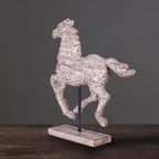 Dynamic Running Horse Resin Sculpture | 14.57 inch Handmade Resin Art Statue for Modern Home Decoration