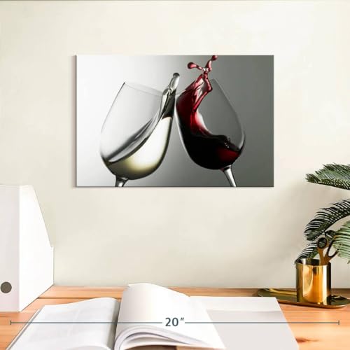ElephantStock White And Red Wine Wall Art - Horizontal Wrapped Canvas - 1-Piece Living Room Wall Decor - Photographic Canvas Print - Gray and Red Decor for Wall - 12" X 8" - color: White And Red Wine Wall Art Single Piece, size: 12"L x 8"W