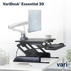 Vari - VariDesk Essential 30 - Two-Tier Standing Desk Converter for Home Office - Adjustable Sit Stand Desk with 11 Height Settings - Standing Desk Riser for Monitor & Accessories - 30" Wide, Black - size: 30"