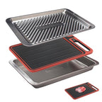 Grilling Prep and Serve Trays, Set of 3 Stackable Stainless Steel BBQ Trays with Cutting Board, Deep Marinating Container, Serving Platter for Plating Food, BBQ Prep Tub for Marinating Meats - style: Deep Prep Trays with Cutting Board